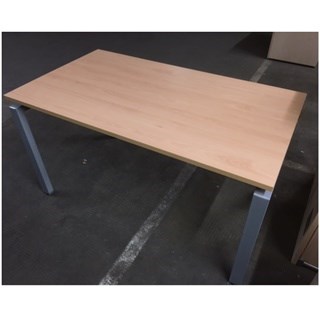 Wood desk, metal legs, cable management