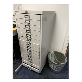 Silver filing cabinet