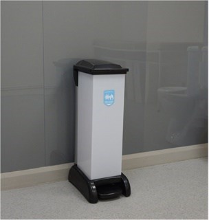 Black plastic general waste bin 28L