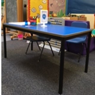 Primary 1 or 2 wooden topped Tables, not blue