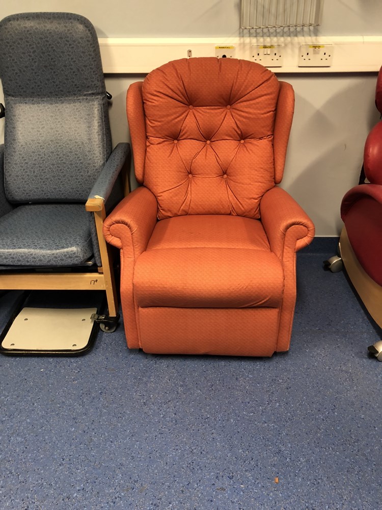 Orange leather mobility chair