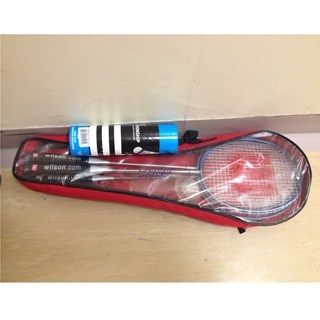 set of 4 badminton rackets and shuttlecocks