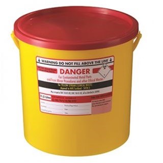 11.5 litre red lidded contaminated metals bin