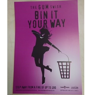 Poster - about binning chewing gum - purple