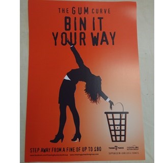 Poster - about binning chewing gum - red