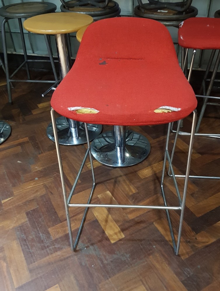 Red bar stool with the back
