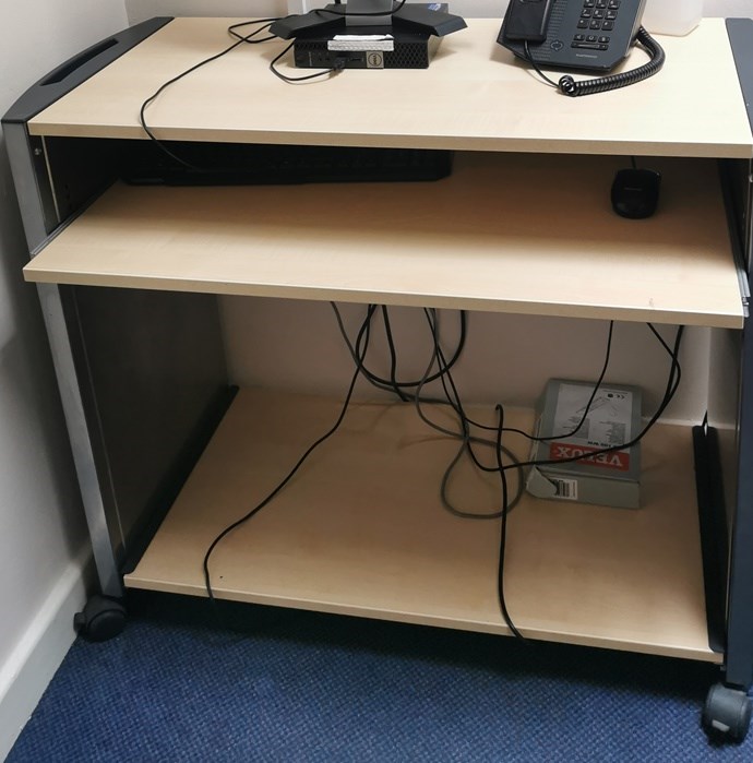 PC desk with pull out shelf