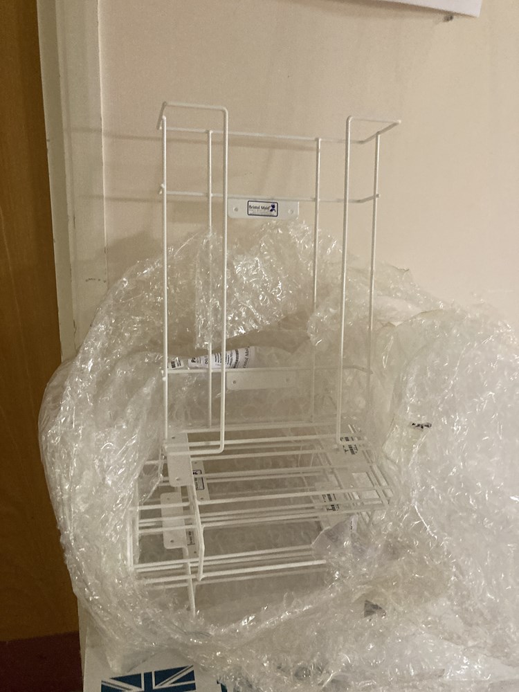 3 x box white wire disposable glove wall holder