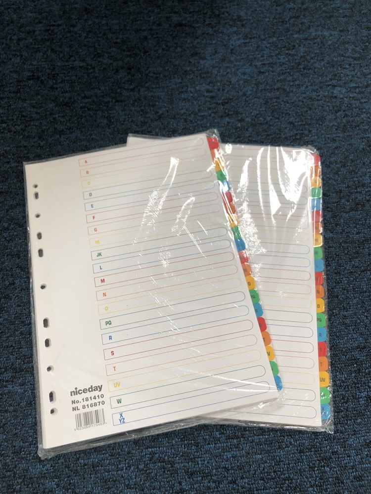 A-Z Index multi-punched dividers