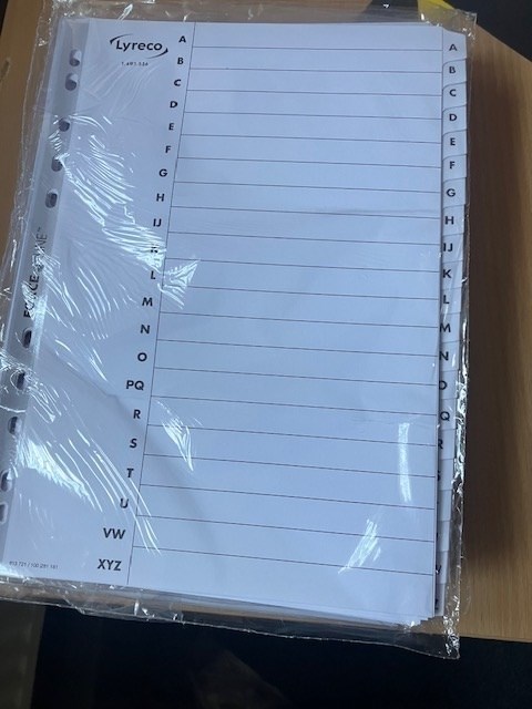 A to Z file dividers