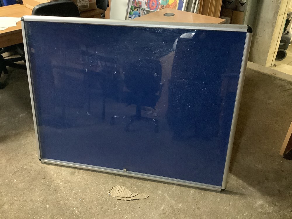 Large covered blue notice boards no key