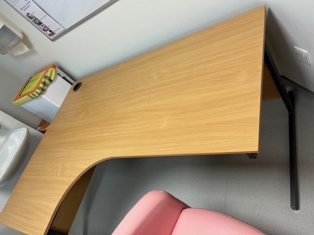 L Shaped Large Oak Coloured Desk