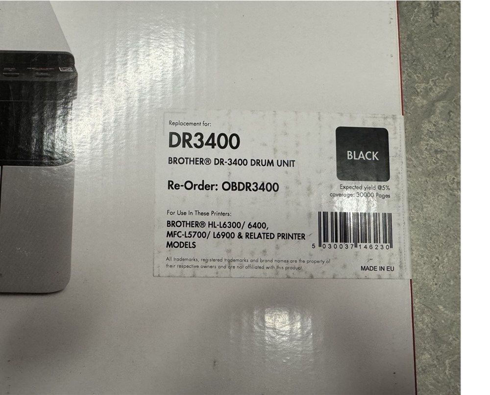 6 x Q-Connect Black Toner cartridge DR-3400