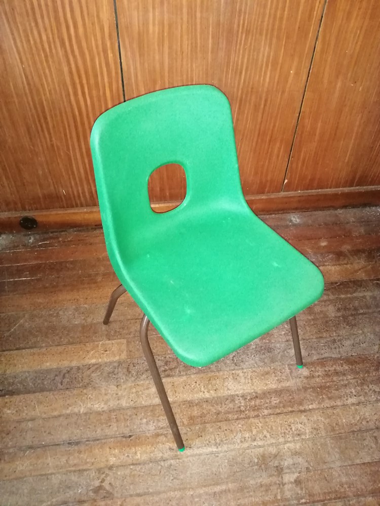 green plastic chairs