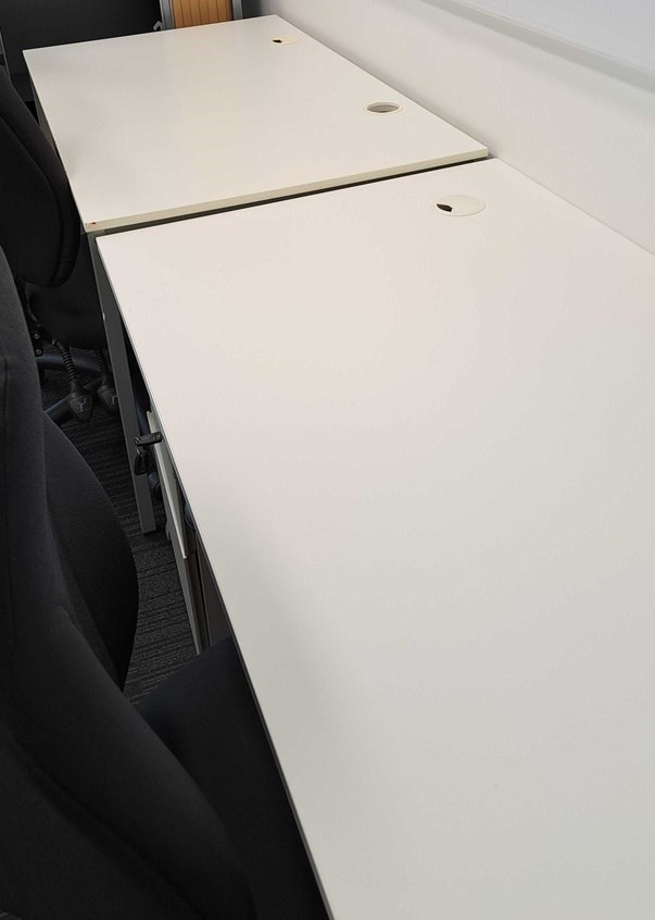 white desks