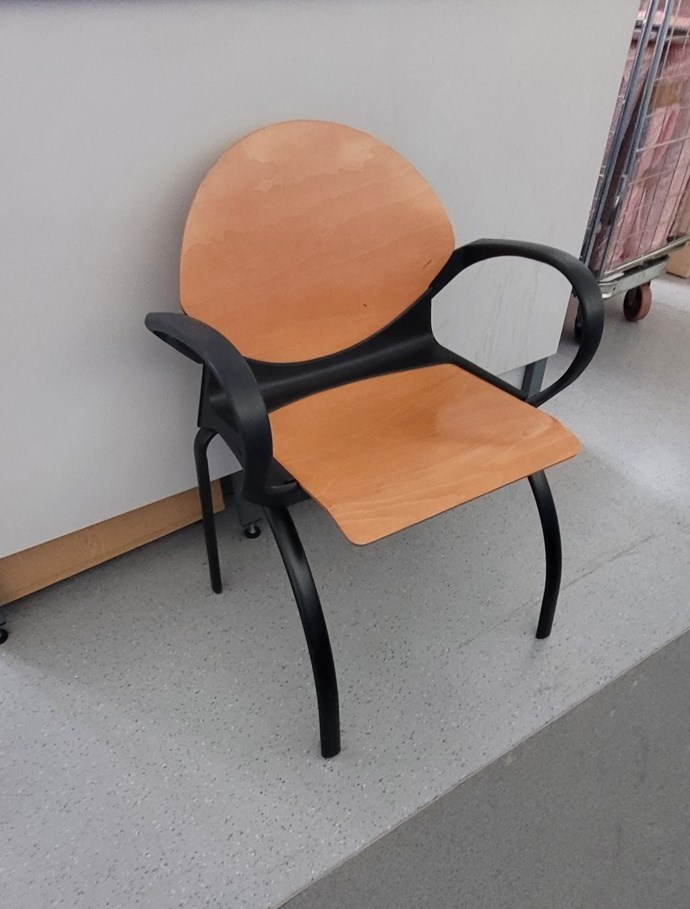 Wood/black stacking chairs 