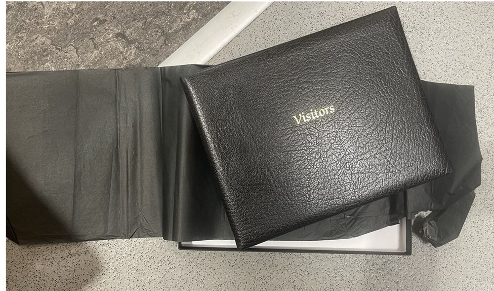 Black Real Leather Visitor Book 