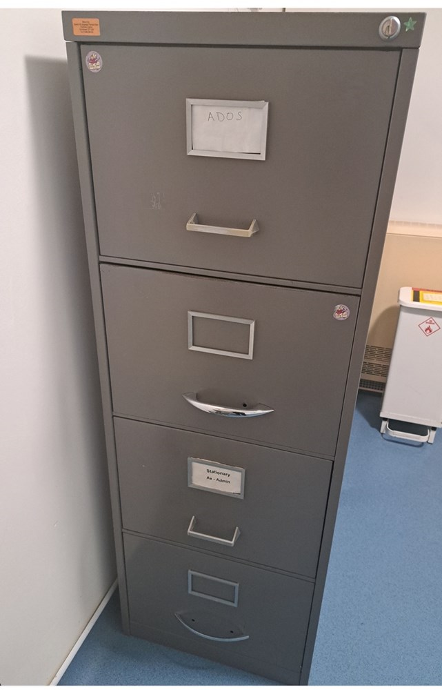Filing cabinet with key
