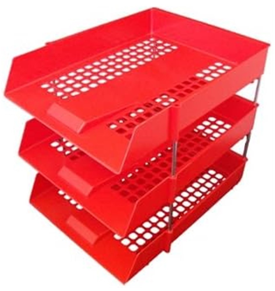 Red A4 Plastic Trays and Risers to Organise filing