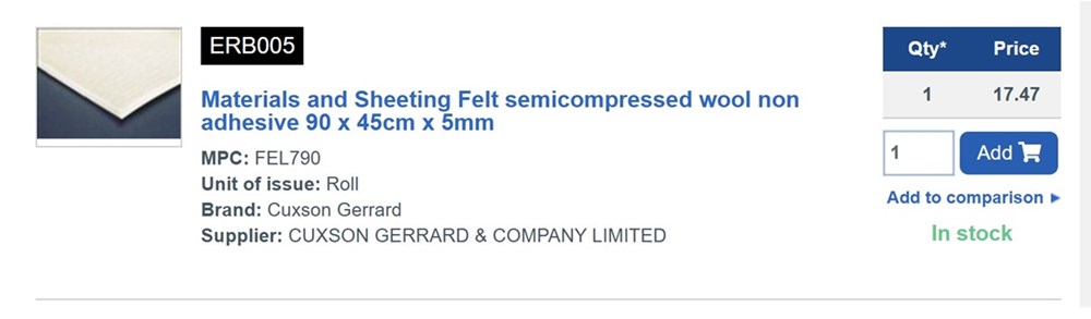 5mm semi compressed felt non adhesive