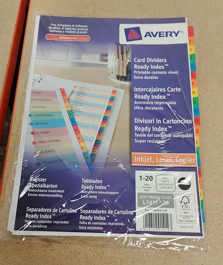 A4 Index card packs