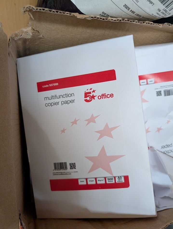 A5 white paper