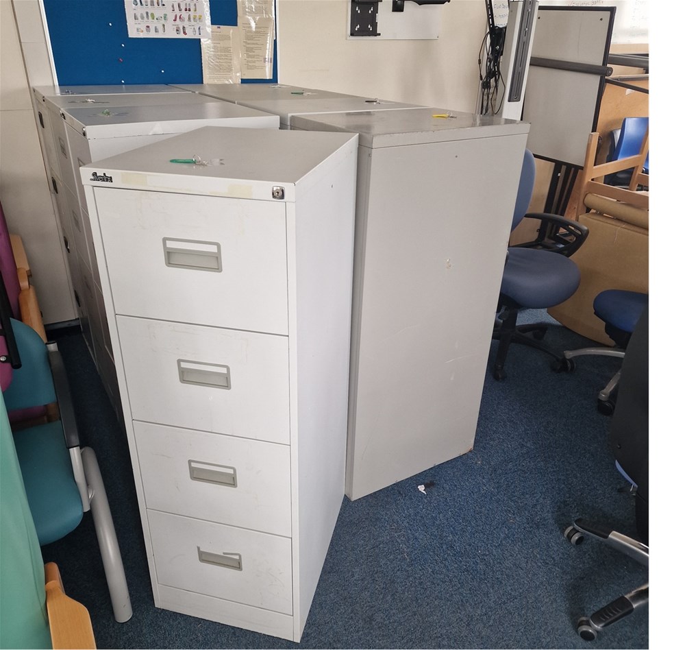 15 x 4 Drawer Filing Cabinets. With keys