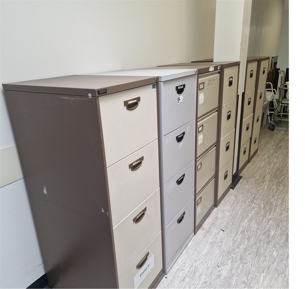 7 x 4 Drawer Filing Cabinets, no keys