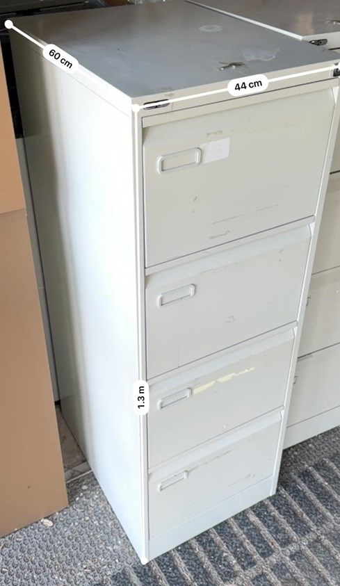 Filing cabinet, 4 drawer, white