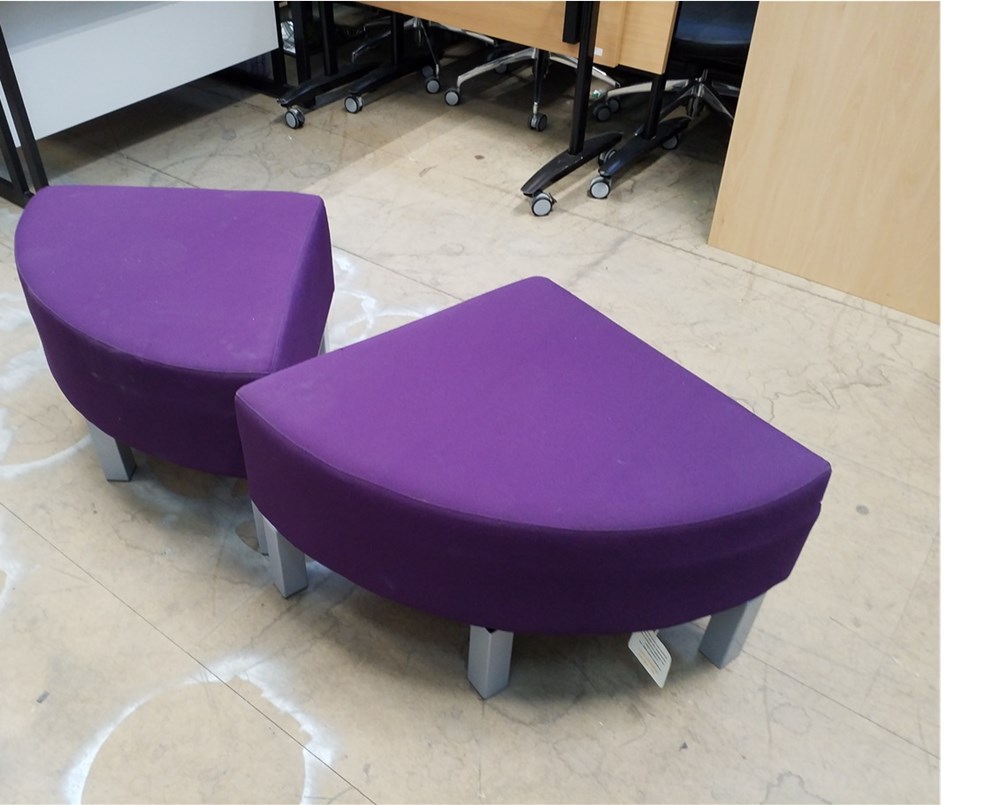 Quarter shaped soft seating.
