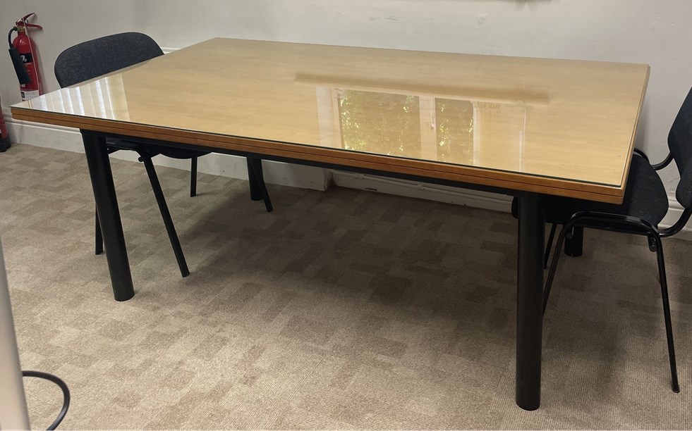 Timber table with glasstop