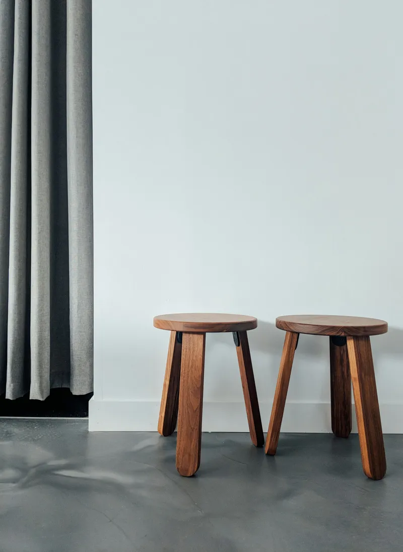 Wooden Round Stool - Natural Timber, Minimalist Design