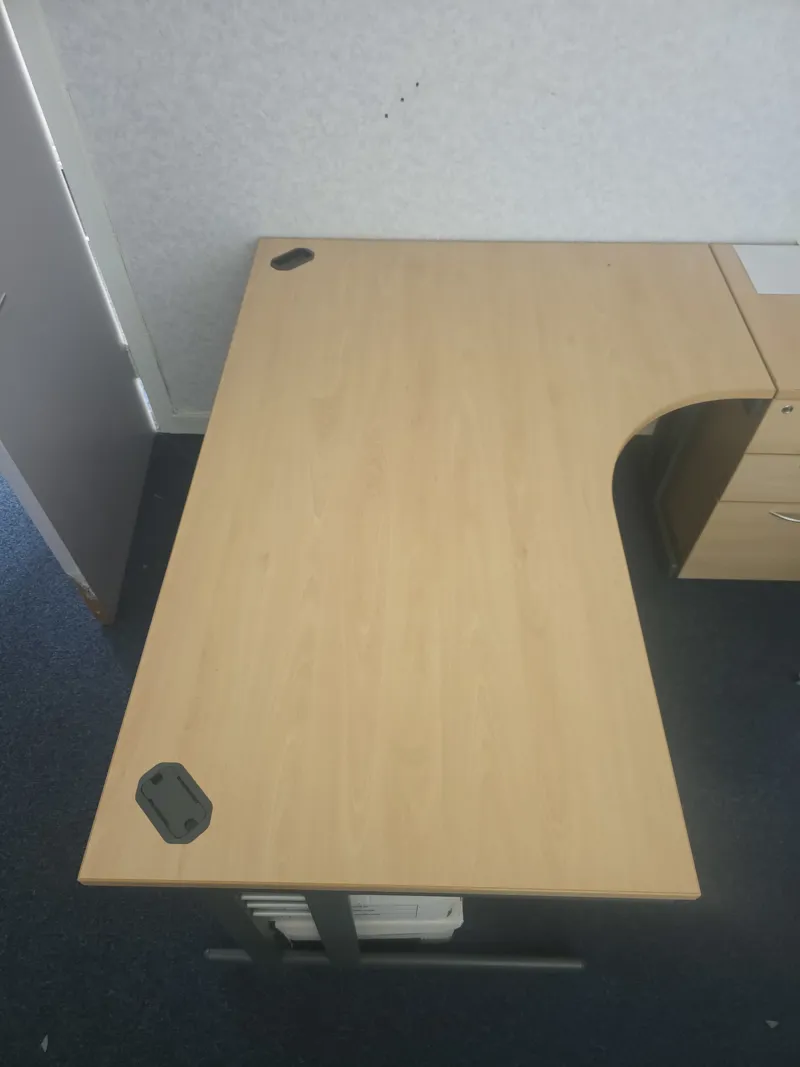 Light Oak Desk with Cable Management Holes