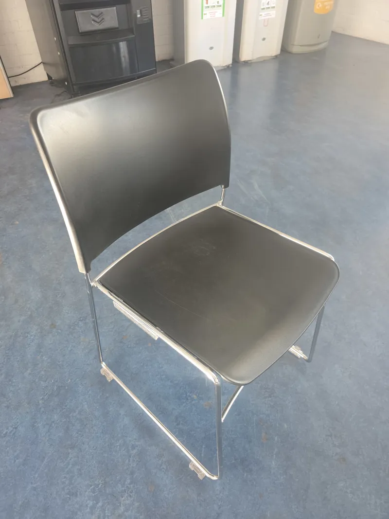 Stacking Chair - Black with Chrome Frame