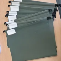 Green Suspension File Folders with White Labels - Set of 9