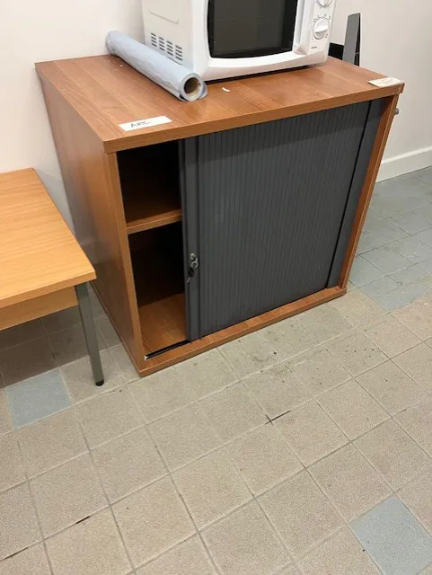 Wooden Storage Cabinet with Rolling Door - Medium