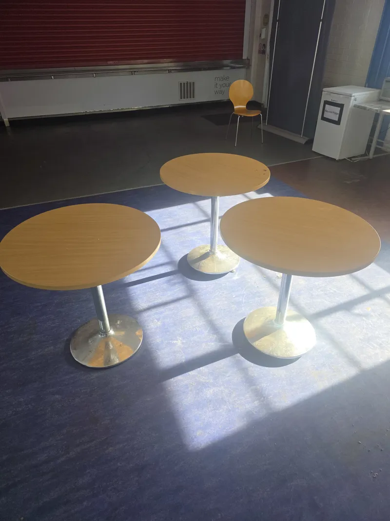 3x Round Café Tables with Pedestal Bases