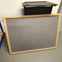 Large Grey Fabric Noticeboard with Wooden Frame