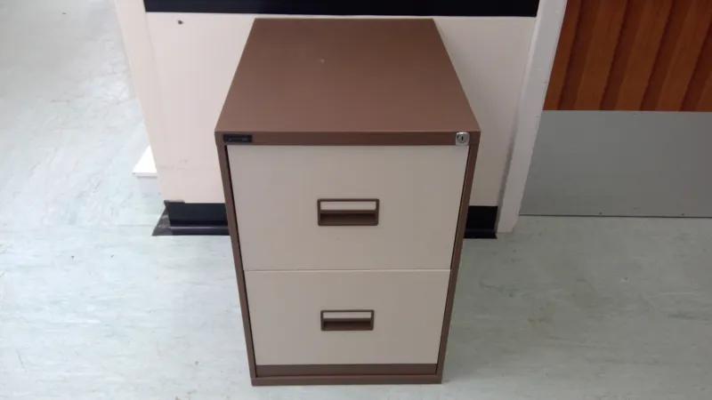 2-Drawer Metal Filing Cabinet, Beige/Taupe, No Keys
