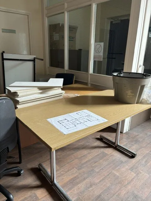 Light Oak Folding Examination/Meeting Table with Metal Base