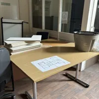 Light Oak Folding Examination/Meeting Table with Metal Base