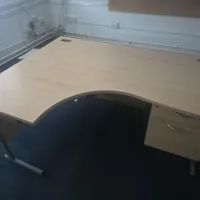 Light Oak Curved Desk with Pedestal Drawers