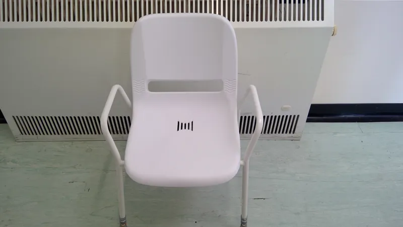 White Plastic Stacking Chair with Arms