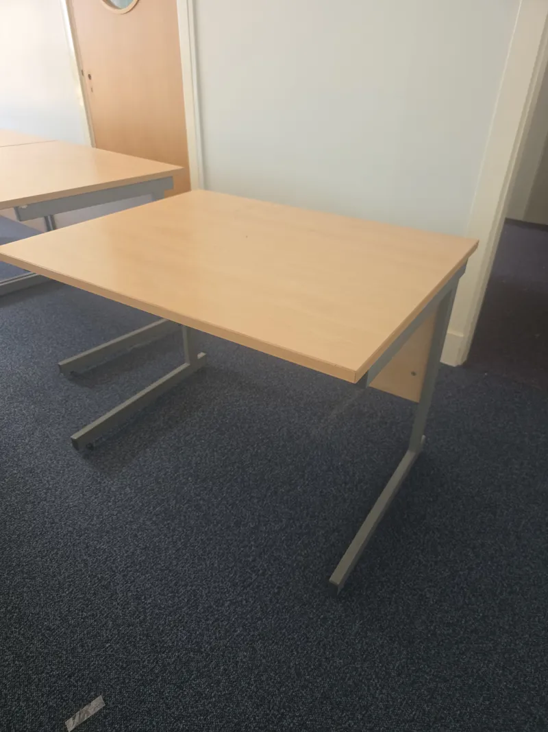 Beech Rectangular Work Table with Metal Frame