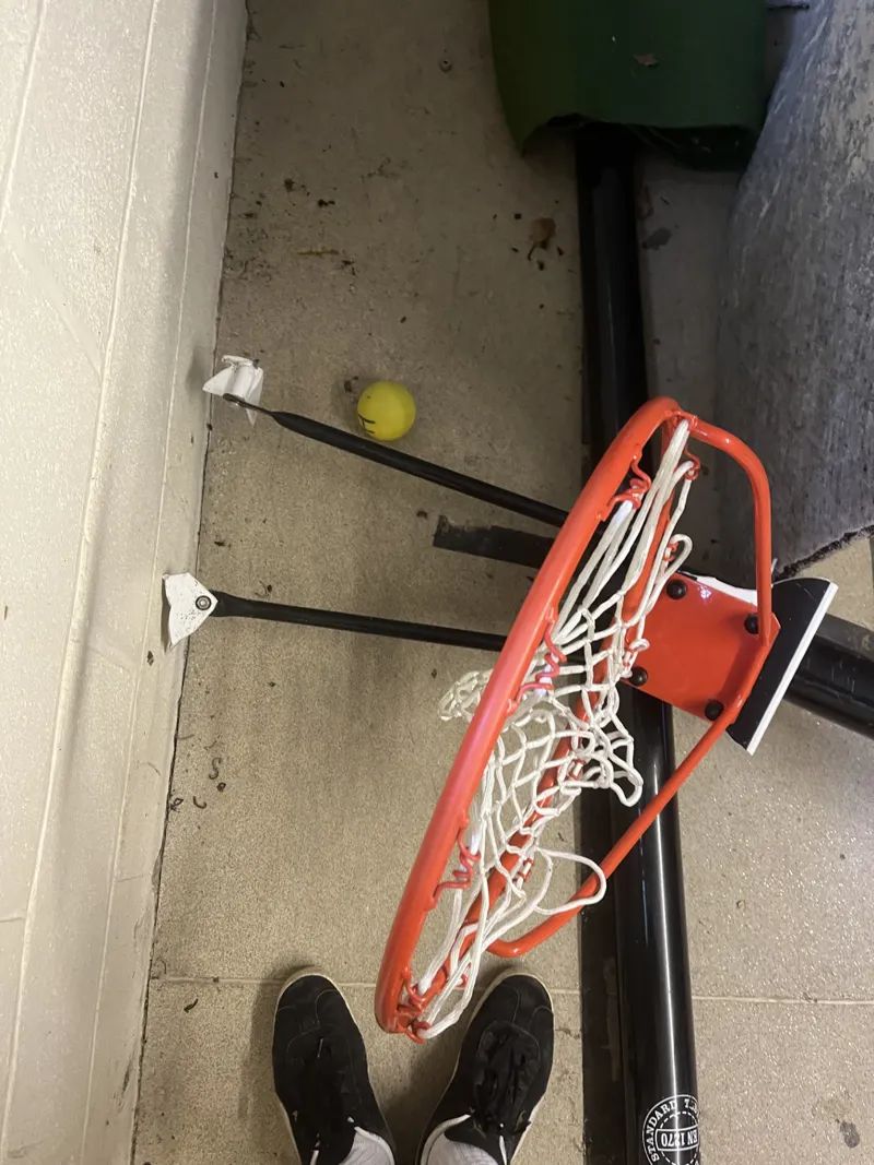 Broken x2 Basketball Hoop with Backboard and Net - Red