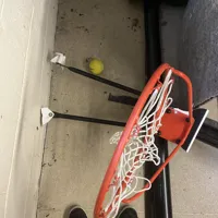 Broken x2 Basketball Hoop with Backboard and Net - Red