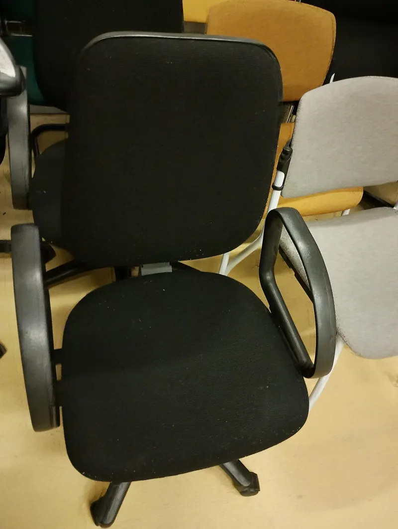 Black Fabric Office Chair with Armrests