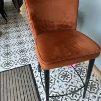 Rust/Orange Upholstered Dining Chair with Black Legs