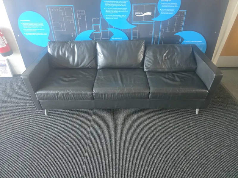 Black Leather 3-Seater Sofa