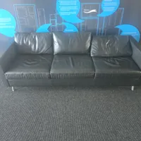 Black Leather 3-Seater Sofa